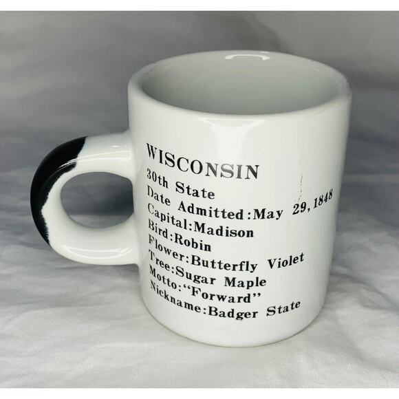 Demitasse Cup Wisconsin White Miniature 2.5 oz. Mug 1991 Shot Souvenir Mini - Picture 2 of 7